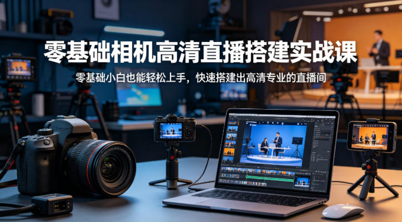 零基础相机高清直播间搭建实战课，小白也能轻松上手，快速搭建出高清专业的直播间-靠谱项目库