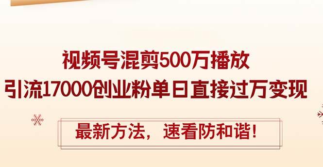 (12391期)精华帖视频号混剪500万播放引流17000创业粉,单日直接过万变现,最新方...-靠谱项目库