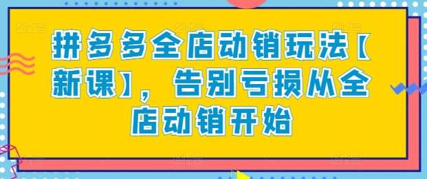 拼多多全店动销玩法【新课】，告别亏损从全店动销开始-靠谱项目库