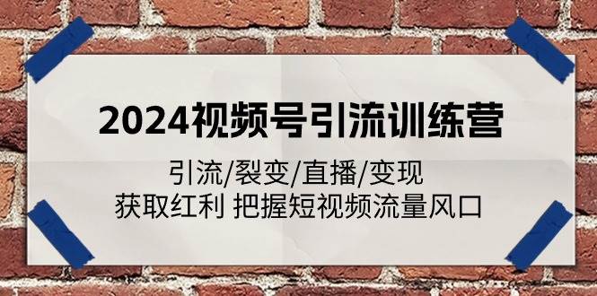 （11337期）2024视频号引流训练营：引流/裂变/直播/变现 获取红利 把握短视频流量风口-靠谱项目库