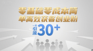 零基础零成本简单高效获客创业粉,一天引流30+-靠谱项目库