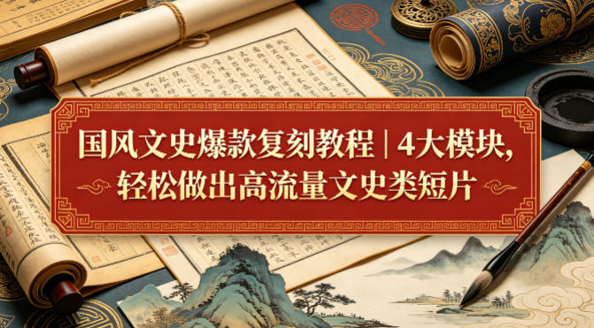 国风文史爆款复刻教程｜4大模块，轻松做出高流量文史类短片-靠谱项目库