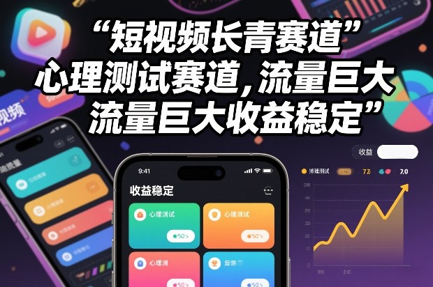 短视频长青赛道，心里测试赛道，流量巨大，收益稳定-靠谱项目库