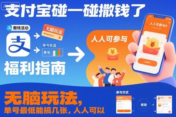 支付宝碰一碰撒钱了,无脑玩法,单号最低能搞几张,人人可以撸【揭秘】-靠谱项目库