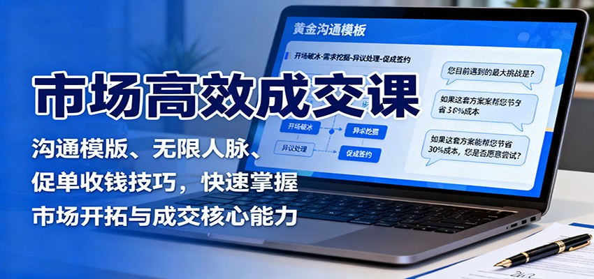 市场高效成交课：沟通模版、无限人脉、促单收钱技巧，快速掌握市场开拓与成交核心能力-靠谱项目库