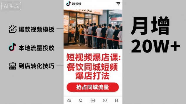 短视频爆店课，餐饮同城短视频爆店打法-靠谱项目库