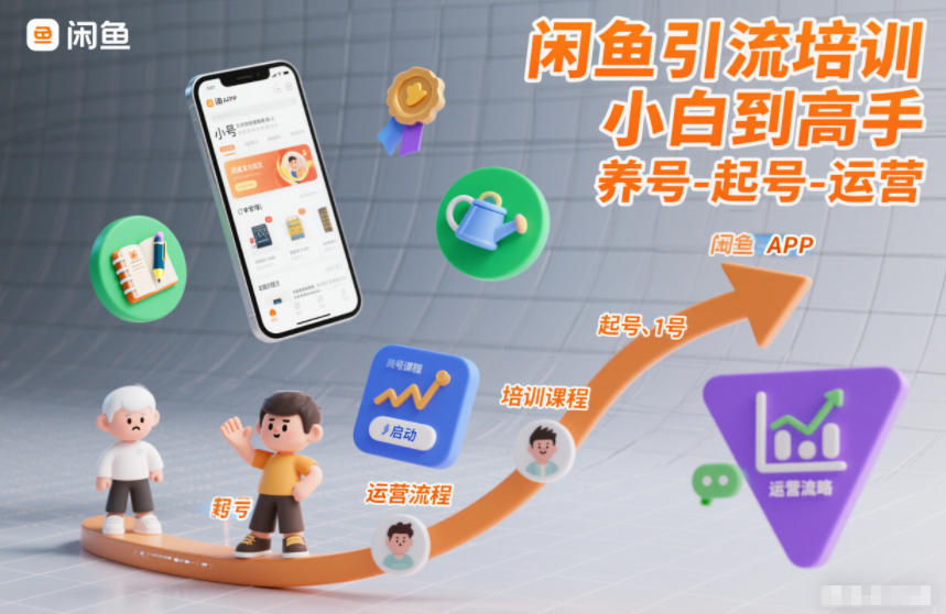 闲鱼引流培训，小白到高手，养号-起号-运营-靠谱项目库
