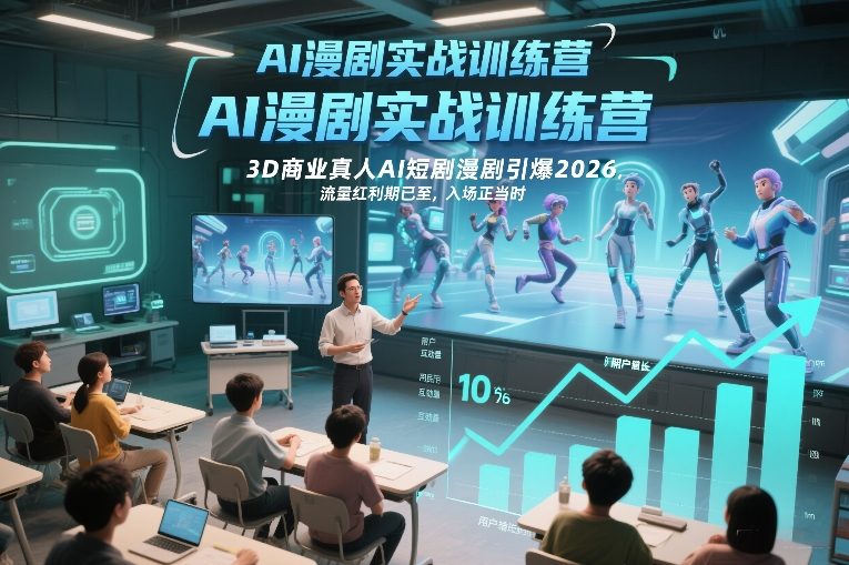 AI漫剧实战训练营，3D商业真人AI短剧漫剧引爆2026，流量红利期已至，入场正当时-靠谱项目库