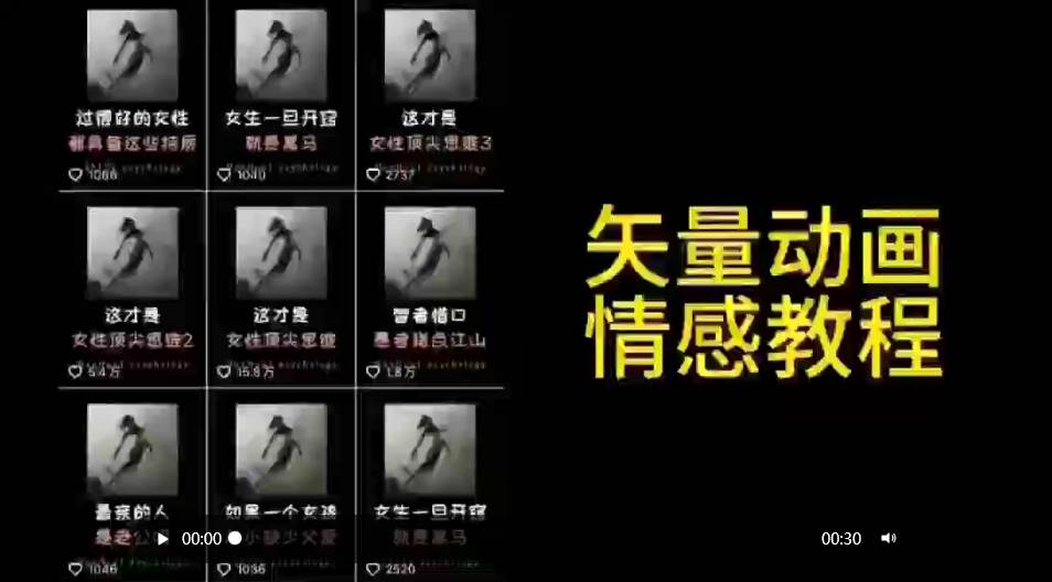 矢量动画情感教程：高点赞涨粉，适合情感、思维、创业教育等赛道-靠谱项目库