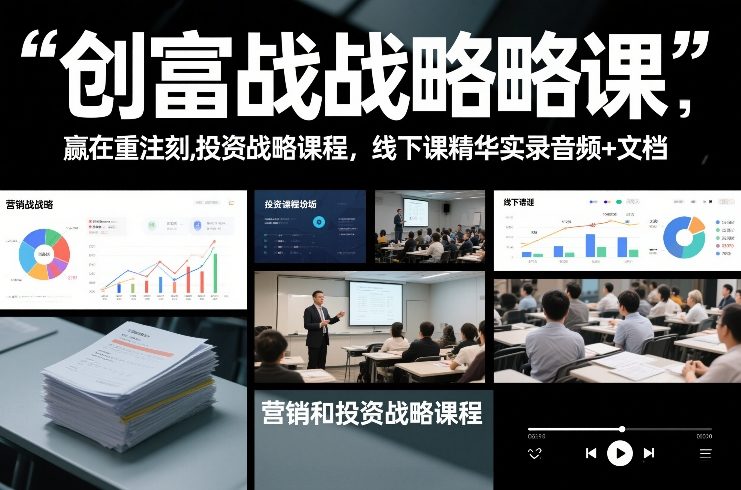 创富战略课，赢在重注时刻，营销和投资战略课程，线下课精华实录音频+文档-靠谱项目库