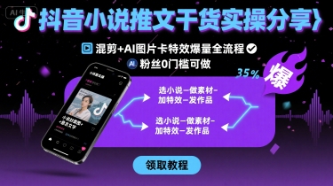 抖音小说推文干货实操分享，混剪+AI图片卡特效爆量全流程，0粉丝0门槛可做-靠谱项目库