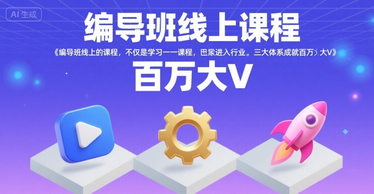编导班线上课程，不仅是学习一门课程，更是进入一个行业，三大体系成就百万大V-靠谱项目库