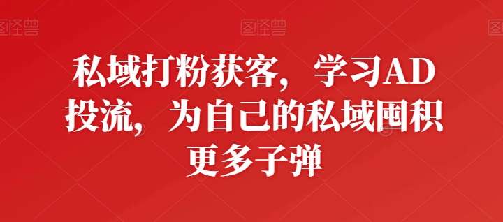 私域打粉获客，学习AD投流，为自己的私域囤积更多子弹-靠谱项目库