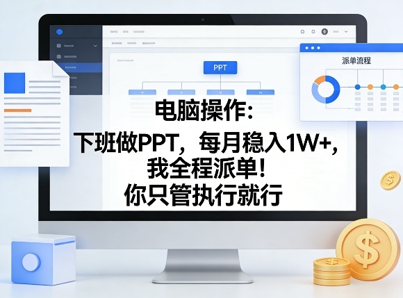 电脑操作：下班做PPT，每月稳入1W+，我全程派单！你只管执行就行【揭秘】-靠谱项目库