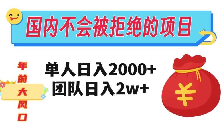 在国内不怕被拒绝的项目，单人日入2000，团队日入20000+【揭秘】-靠谱项目库