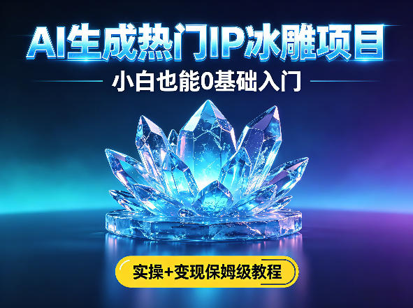 AI生成热门ip冰雕项目,小白也能0基础入门,实操+变现保姆级教程-靠谱项目库