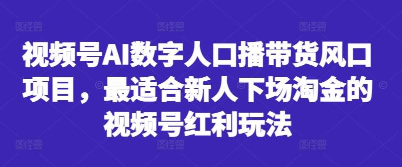 视频号AI数字人口播带货风口项目，最适合新人下场淘金的视频号红利玩法-靠谱项目库
