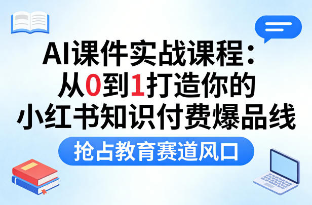 AI课件实战课程，从0到1打造你的小红书知识付费爆品线，抢占教育赛道风口-靠谱项目库