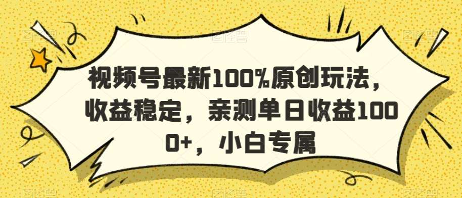 视频号最新100%原创玩法,收益稳定,亲测单日收益1000+,小白专属【揭秘】-靠谱项目库