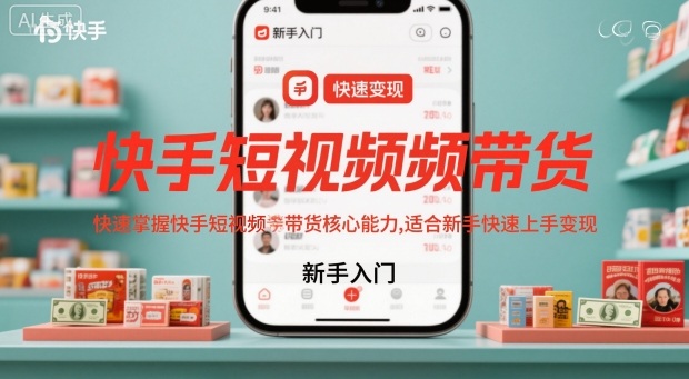 快手短视频带货,快速掌握快手短视频带货核心能力,适合新手快速上手变现-靠谱项目库