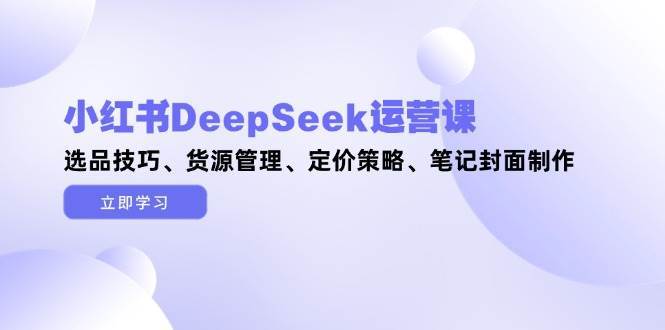 小红书DeepSeek运营课,选品技巧、货源管理、定价策略、笔记封面制作-靠谱项目库