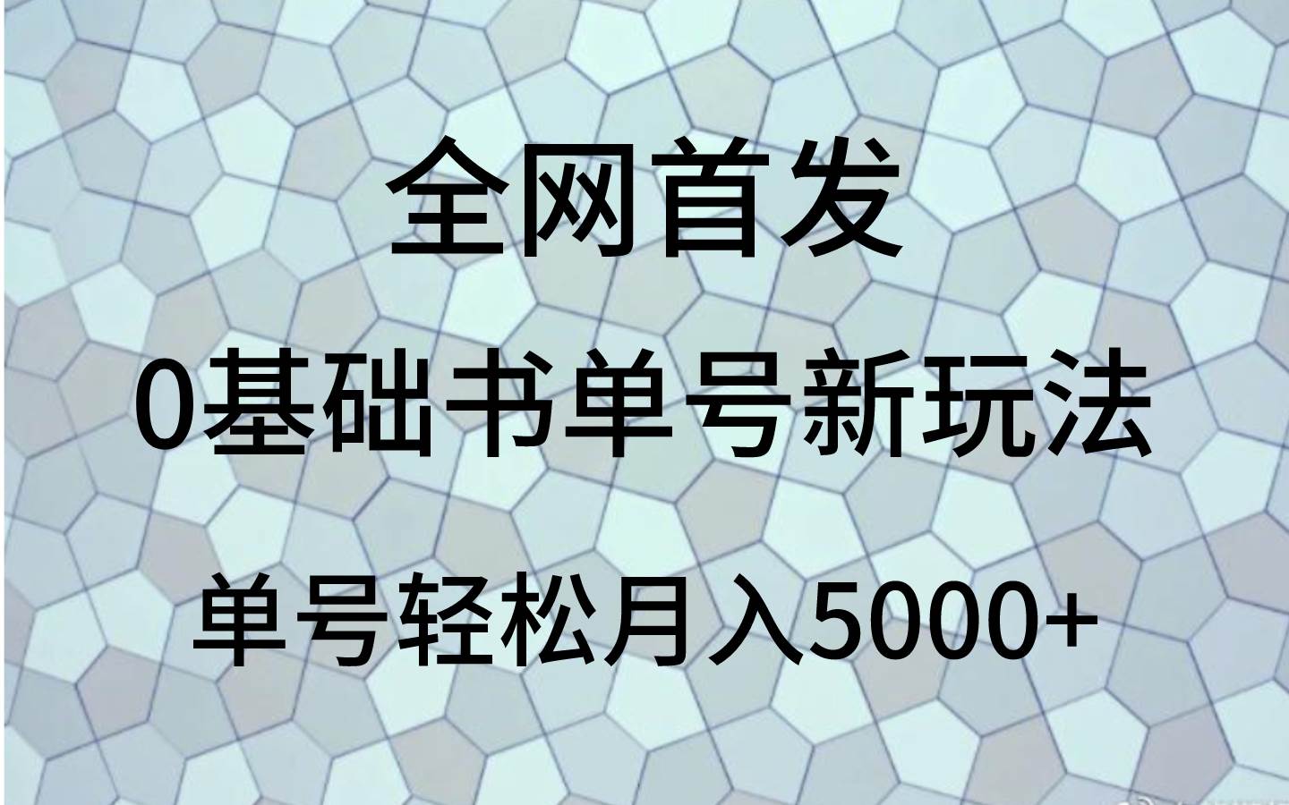 0基础书单号新玩法，操作简单，单号轻松月入5000+-靠谱项目库