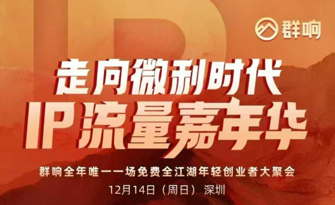 2025ip嘉年华万人12月14深圳线下课，走向微利时代，IP流量嘉年华，实操性极强的商业干货课-靠谱项目库