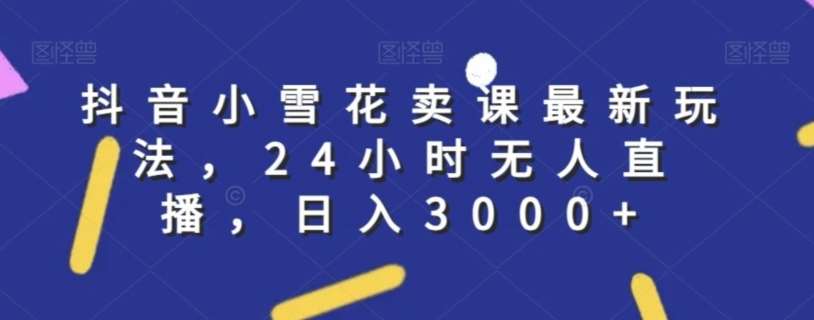 抖音小雪花卖课最新玩法，24小时无人直播，日入3000+【揭秘】-靠谱项目库