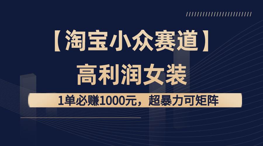 【淘宝小众赛道】高利润女装：1单必赚1000元，超暴力可矩阵-靠谱项目库
