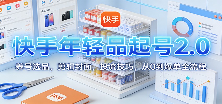 快手年轻品起号2.0:养号选品,剪辑封面,投流技巧,从0到爆单全流程-靠谱项目库