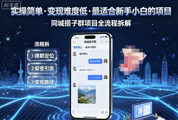 实操简单,变现难度低,最适合新手小白做的项目,每天轻松收入3张,同城搭子群项目全流程拆解-靠谱项目库