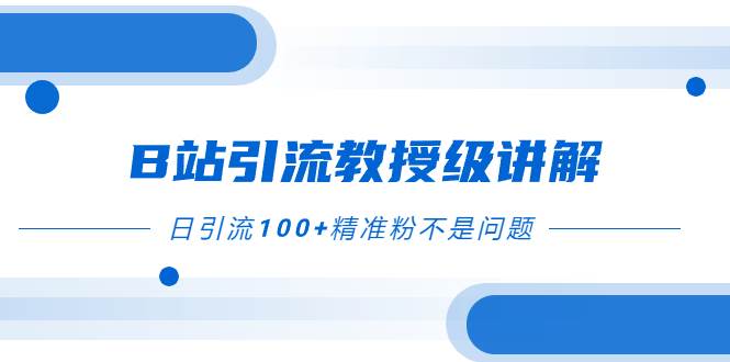 B站引流教授级讲解，细节满满，日引流100+精准粉不是问题-靠谱项目库