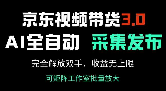 京东视频带货3.0，Ai全自动采集+自动发布，完全解放双手，收入无上限-靠谱项目库