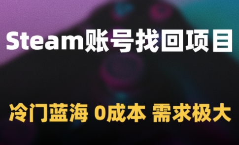 Steam账号找回项目，冷门蓝海，0成本，需求极大-靠谱项目库
