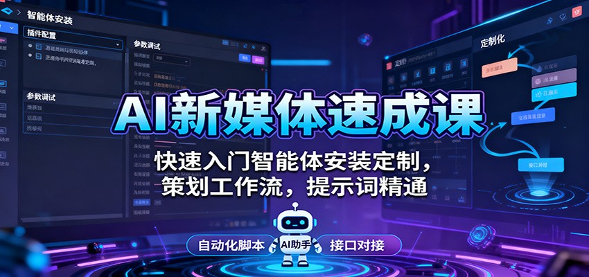 AI新媒体速成课：快速入门智能体安装定制，策划工作流，提示词精通-靠谱项目库
