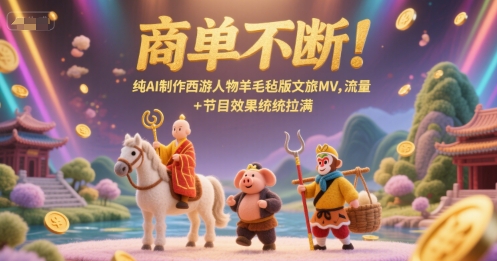 商单不断!纯AI制作西游人物羊毛毡版文旅MV,流量+节目效果统统拉满-靠谱项目库