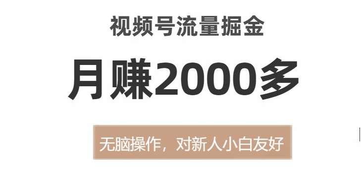 视频号流量掘金,无脑操作,对新人小白友好,月赚2000多【揭秘】-靠谱项目库