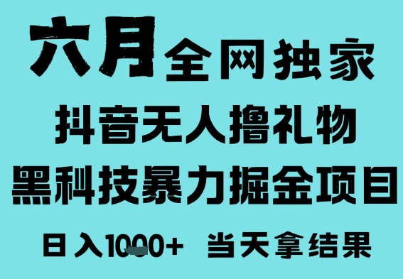 25年6月高爆抖音无人直播最新撸音浪掘金项目，门槛低小白可做，无脑日入1k，可矩阵放大【揭秘】-靠谱项目库