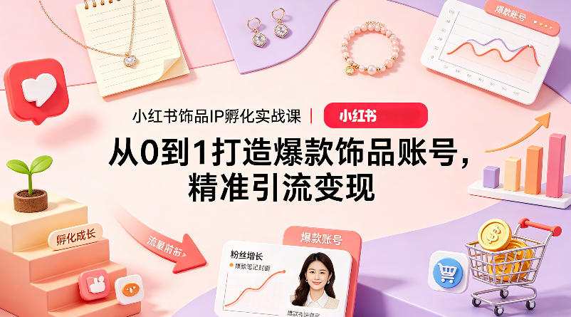 小红书饰品IP孵化实战课|从0到1打造爆款饰品账号,精准引流变现-靠谱项目库