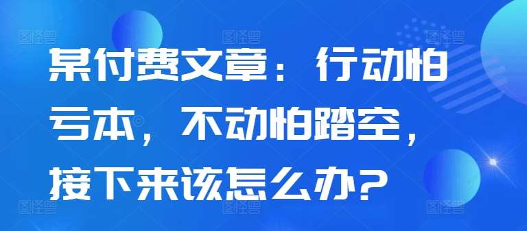 某付费文章：行动怕亏本，不动怕踏空，接下来该怎么办?-靠谱项目库