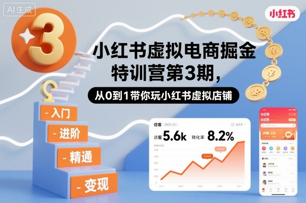 小红书虚拟电商掘金特训营第3期，从0到1带你玩小红书虚拟店铺-靠谱项目库