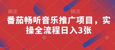 番茄畅听音乐推广项目，实操全流程日入3张-靠谱项目库