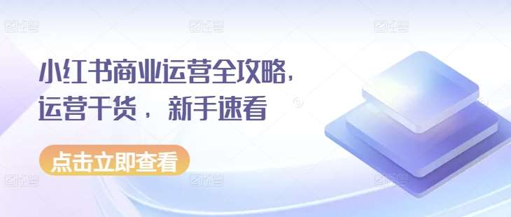 小红书商业运营全攻略，运营干货 ，新手速看-靠谱项目库