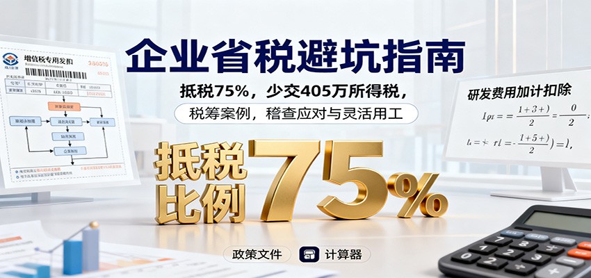 企业省税避坑指南：抵税75%，少交405万所得税，税筹案例，稽查应对与灵活用工-靠谱项目库