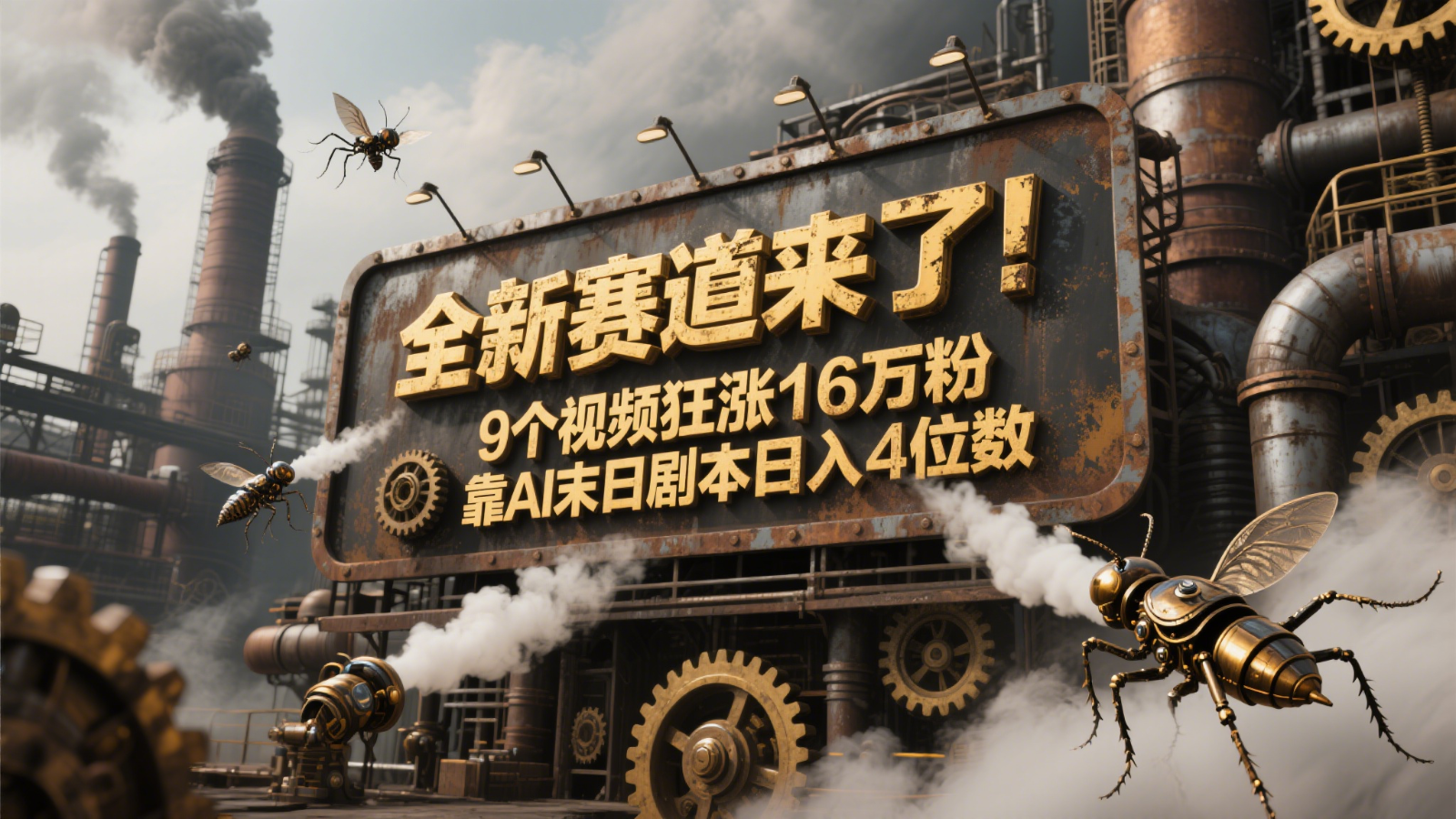 全新赛道来了！9个视频狂涨16万粉，靠AI末日剧本日入4位数，评论区爆肝追更！-靠谱项目库