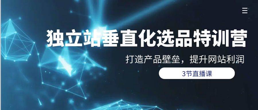 独立站-垂直化选品训练营，打造产品壁垒，提升网站利润（3节直播课）-靠谱项目库