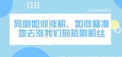 网剧如何涨粉，如何精准地去涨我们的短剧粉丝-靠谱项目库