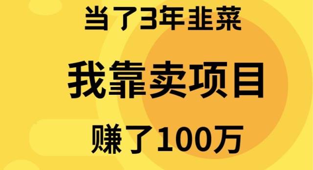 (9100期)当了3年韭菜,我靠卖项目赚了100万-靠谱项目库