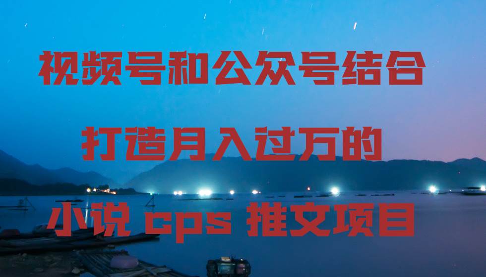 视频号和公众号结合打造月入过万的小说cps推文项目,包括市面上面的各种思路详解-靠谱项目库