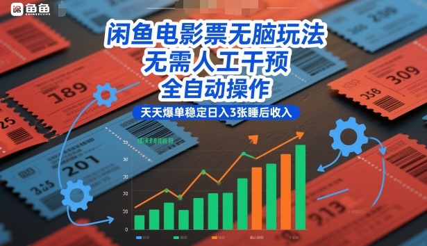 闲鱼电影票无脑玩法，无需人工干预，全自动操作，天天爆单稳定日入3张睡后收入【揭秘】-靠谱项目库